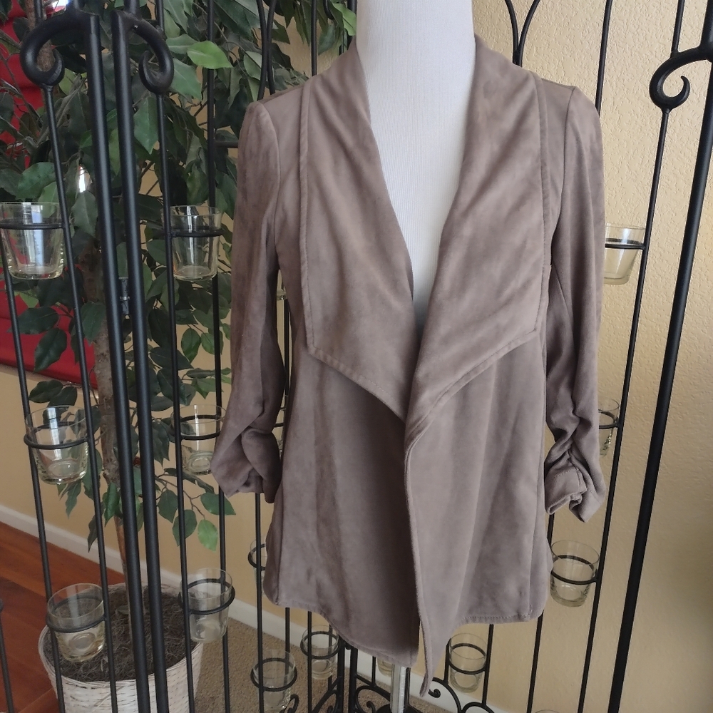 Alfani Women's Grey Faux Suede 3/4 Sleeve Jacket